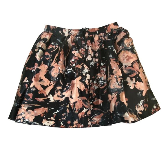 Floral A Line Skirt Black Blush Watercolor Print Size 7 Feminine Cute Boho Girly - Picture 2 of 8